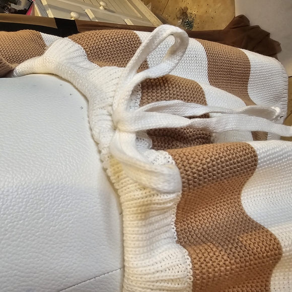 Lucca, Striped Tan and White Sweater Set - Picture 6 of 9